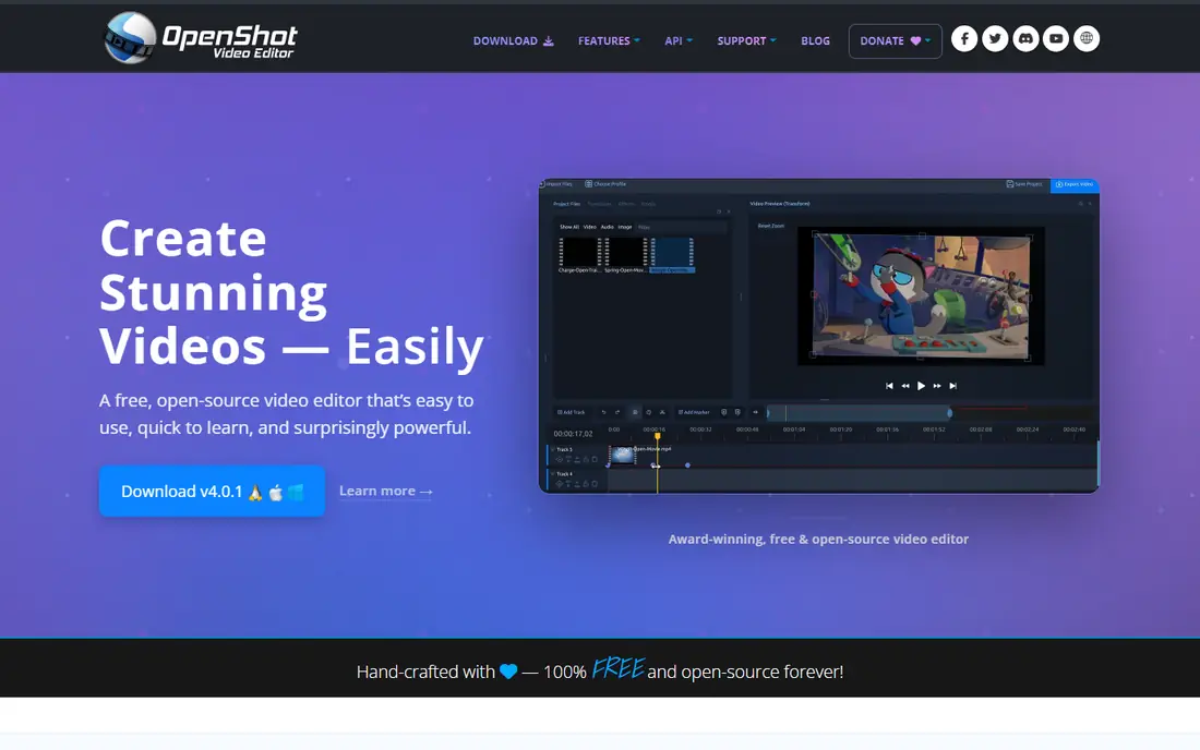 OpenShot homepage