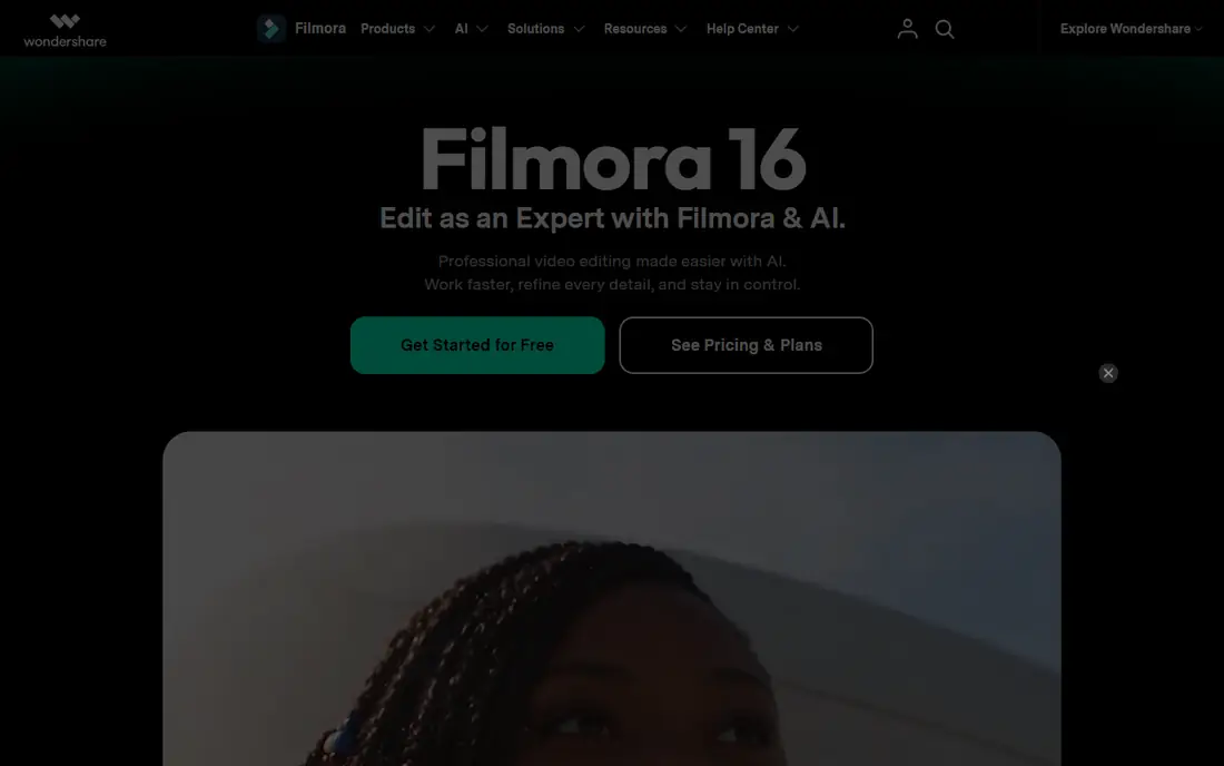 Filmora homepage