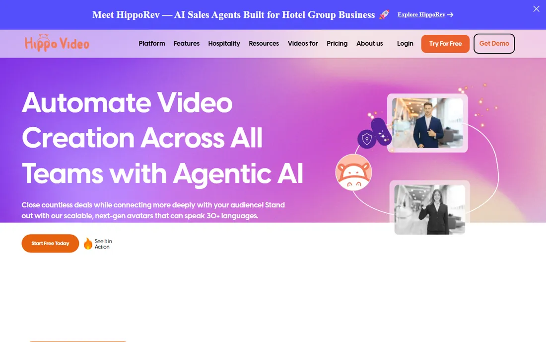 Hippo Video homepage