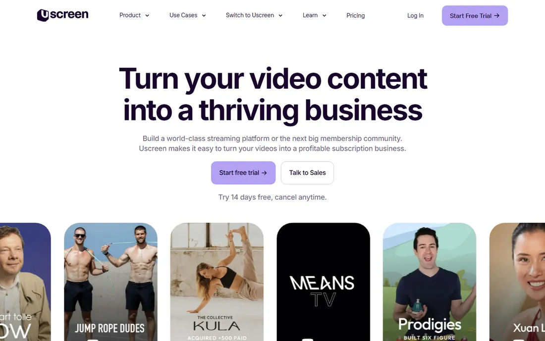 Uscreen homepage