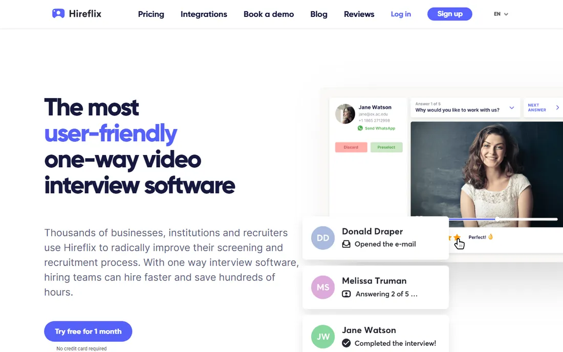Hireflix homepage