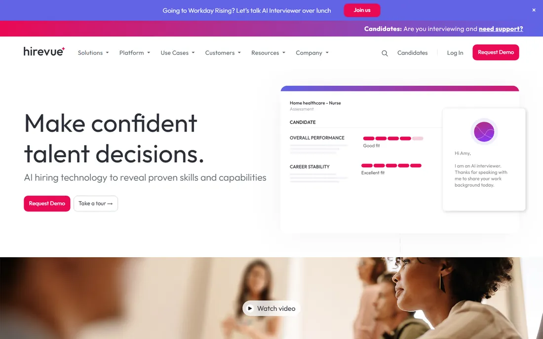 HireVue homepage