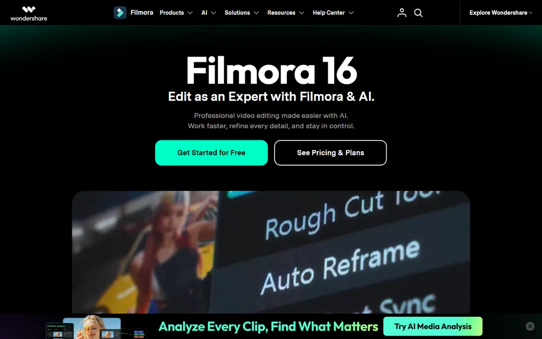 Filmora homepage