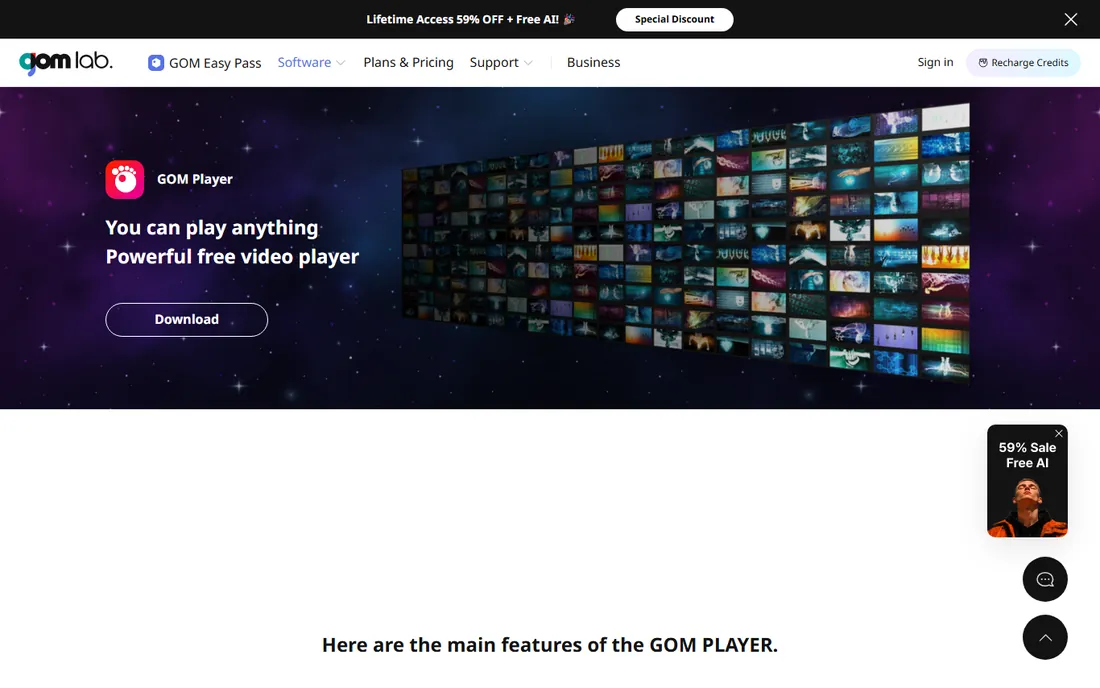 GOM Player homepage