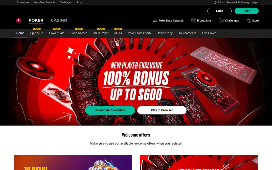 PokerStars homepage