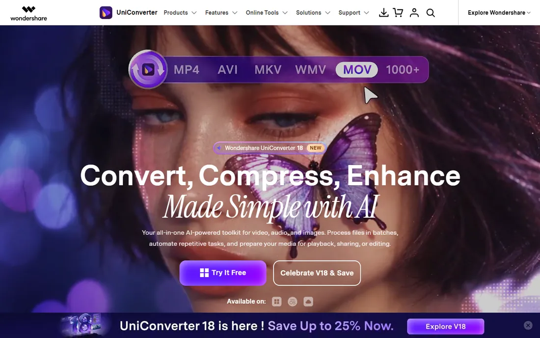 Wondershare UniConverter homepage