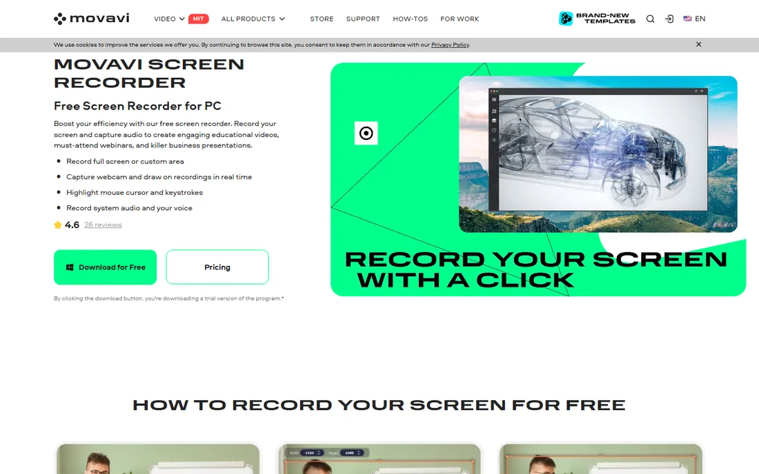 Movavi Screen Recorder homepage