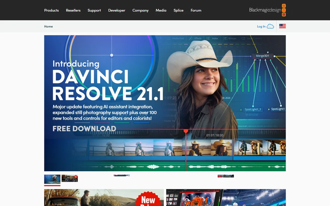 DaVinci Resolve homepage