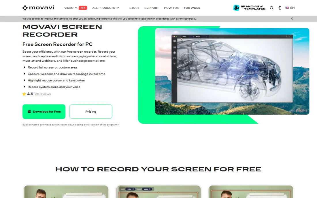 Movavi Screen Recorder homepage