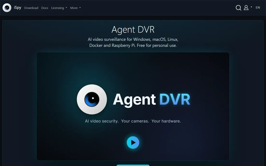 Agent DVR homepage