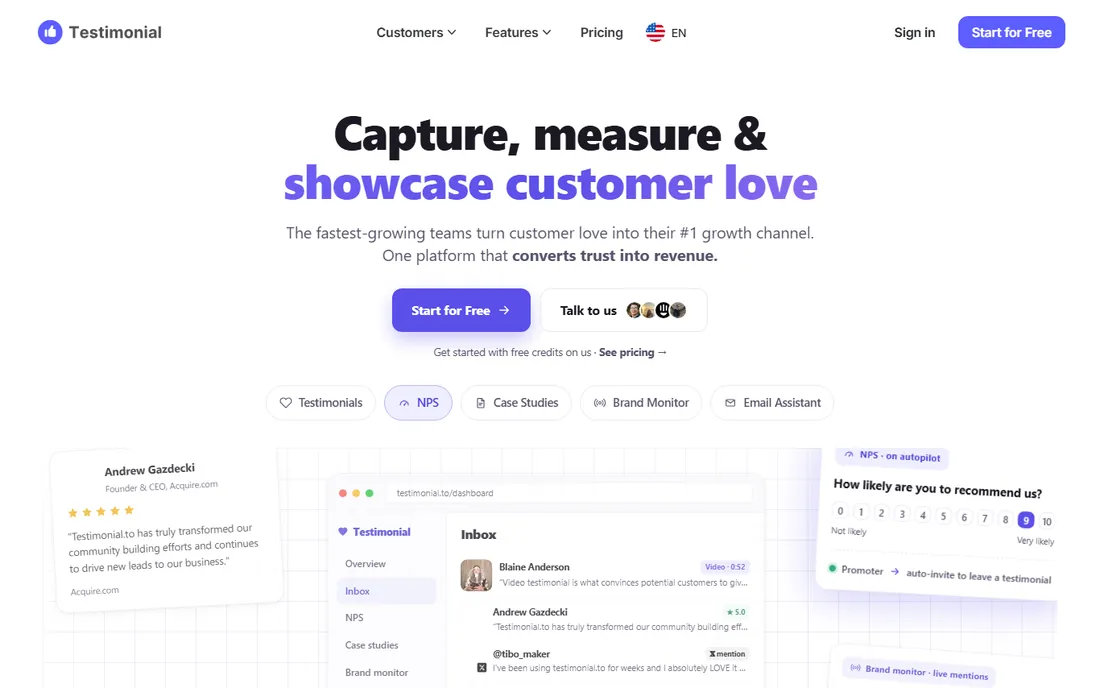 Testimonial.to homepage