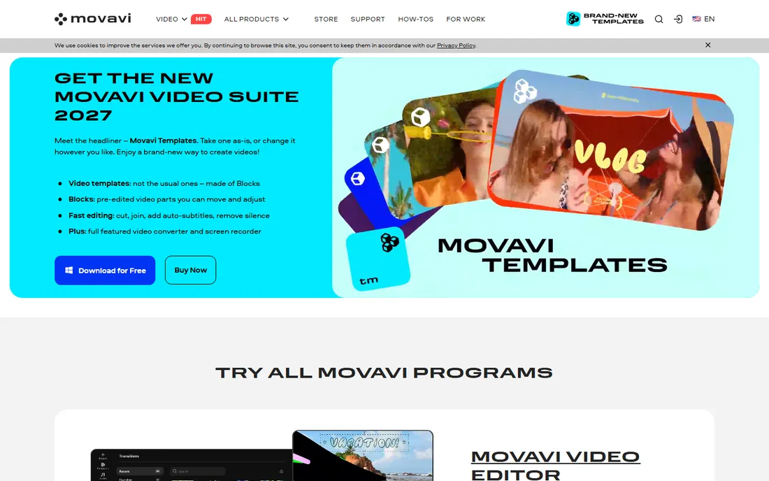 Movavi Video Editor homepage