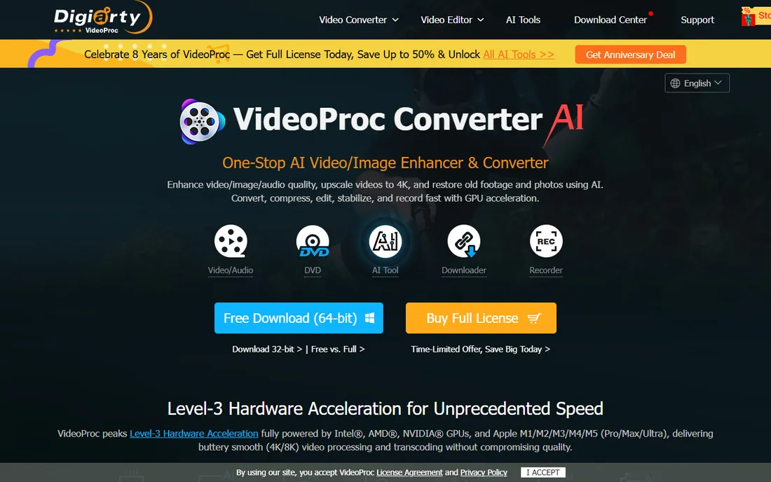 VideoProc Converter AI homepage