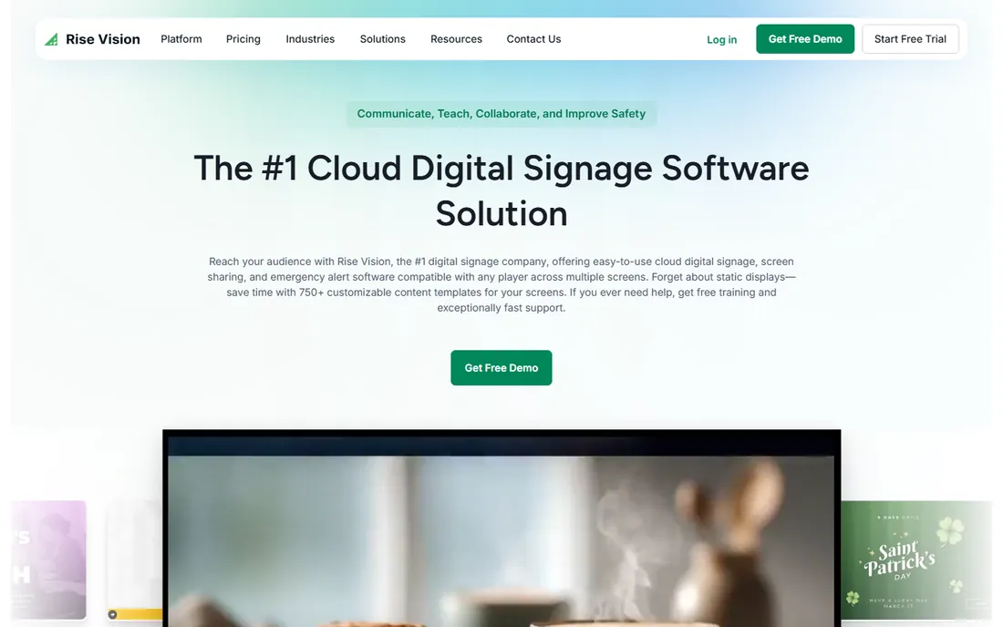 Rise Vision homepage