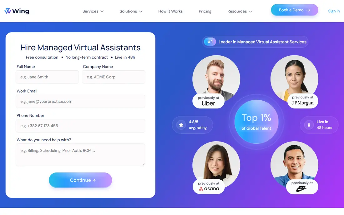 Wing Assistant homepage