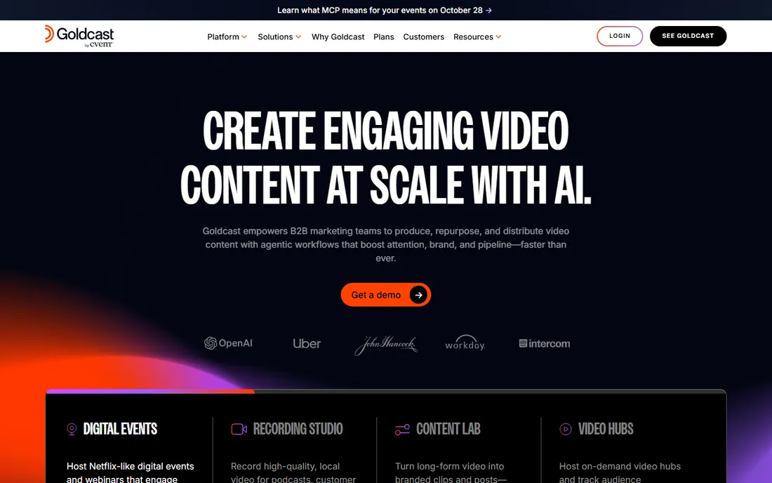 Goldcast homepage