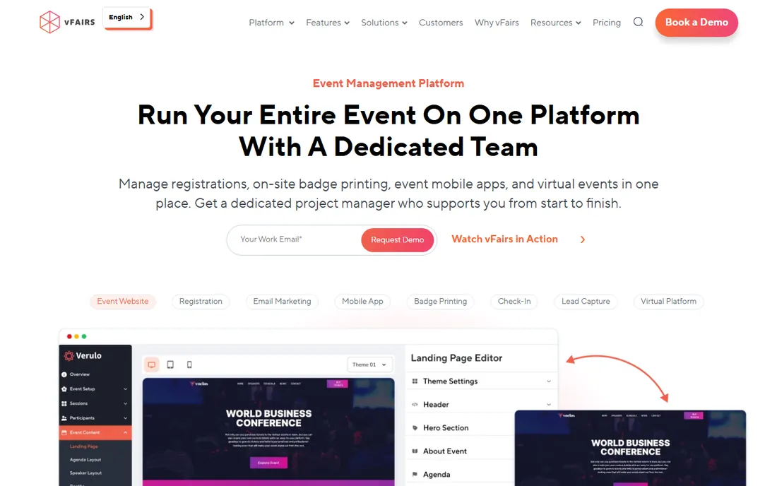 vFairs homepage