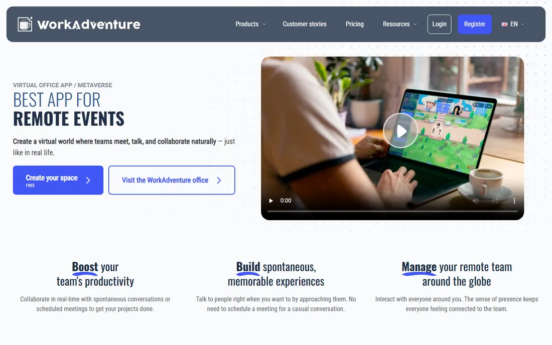 WorkAdventure homepage