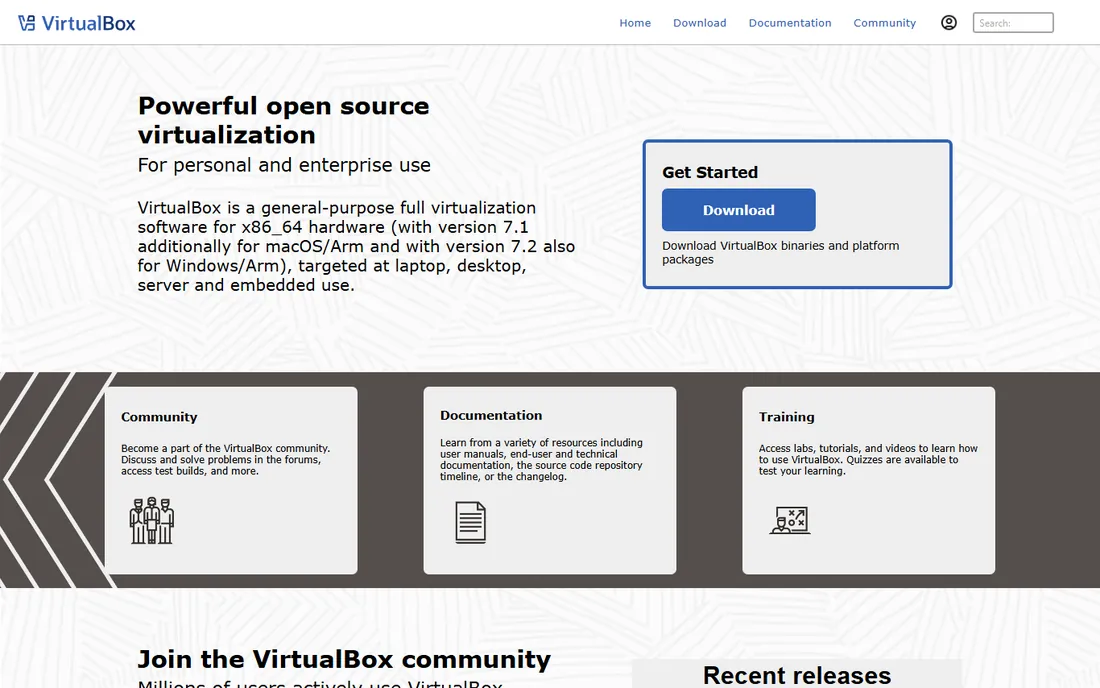 VirtualBox homepage