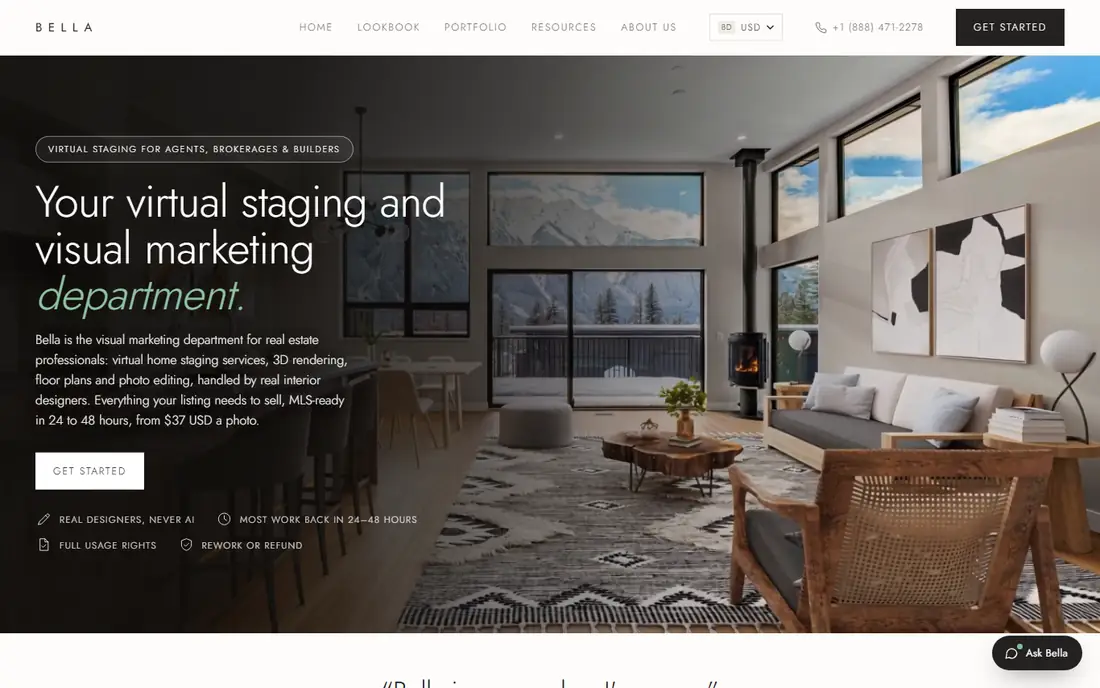 Bella Virtual Staging homepage