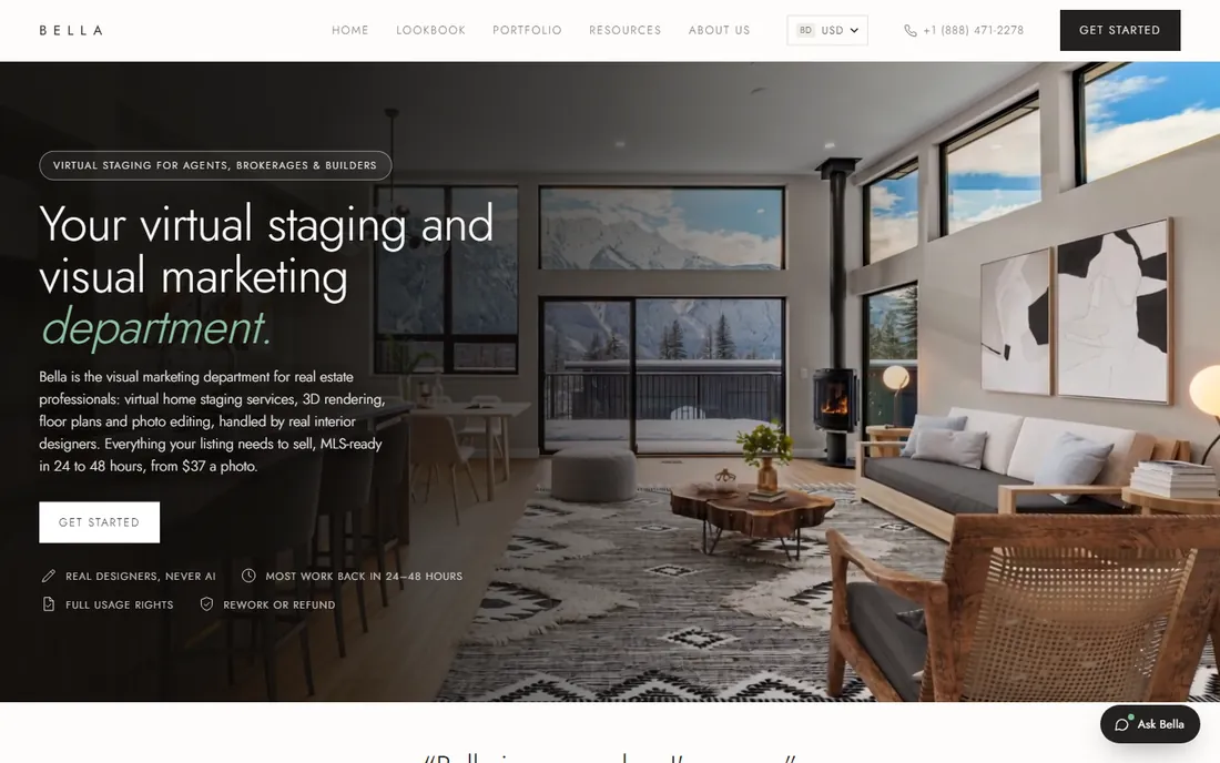 Bella Virtual Staging homepage