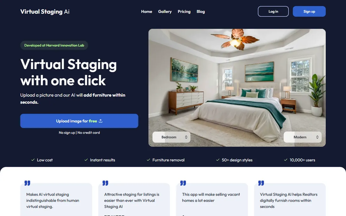 Virtual Staging AI homepage