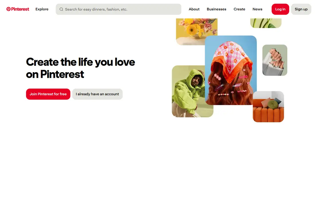 Pinterest homepage