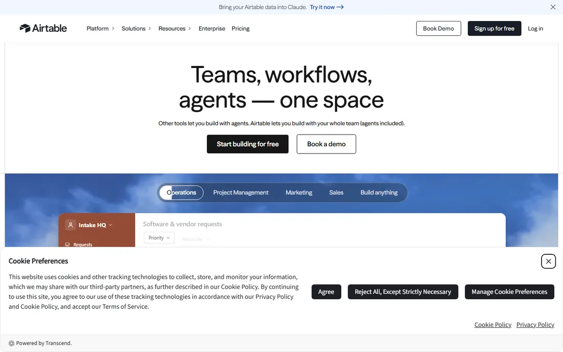 Airtable homepage