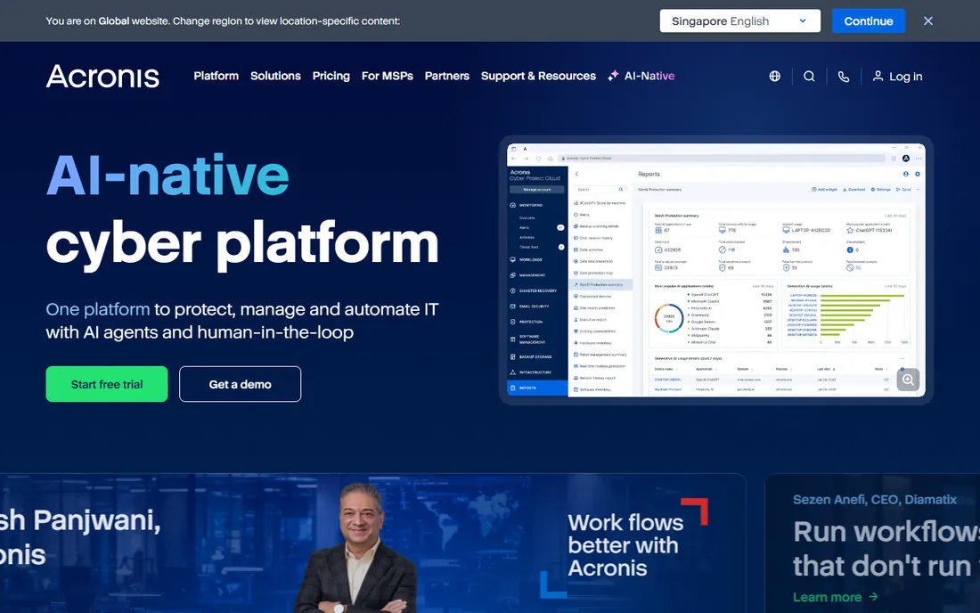 Acronis Cyber Protect homepage