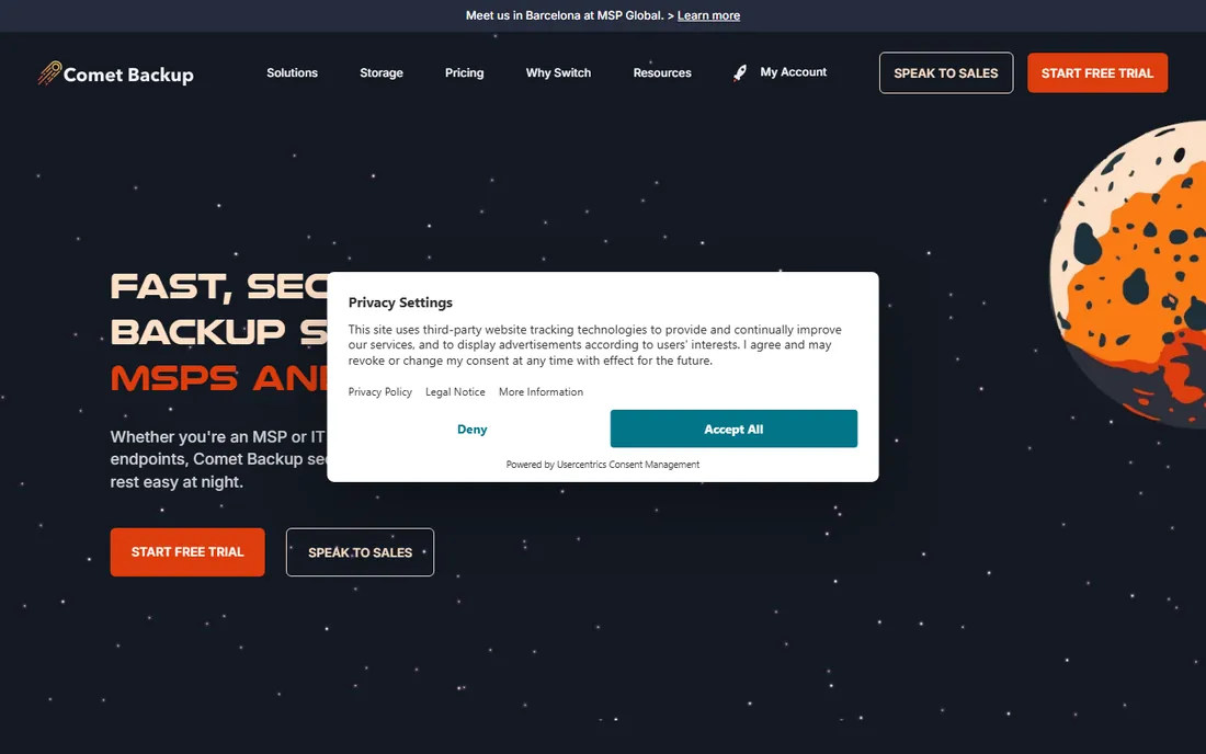 Comet Backup homepage
