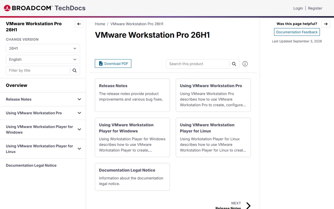 VMware Workstation Pro homepage
