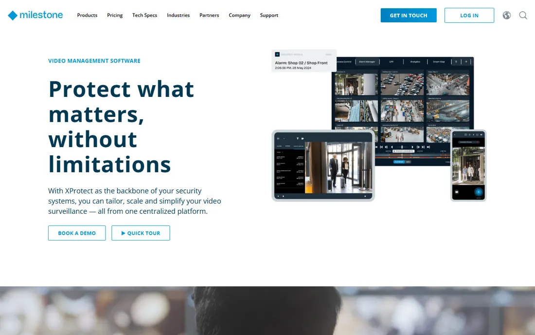 Milestone XProtect homepage