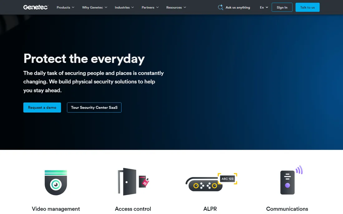Genetec Security Center homepage