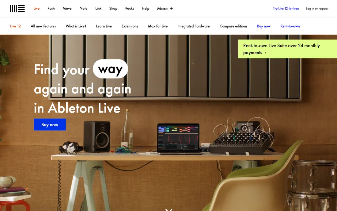 Ableton Live homepage