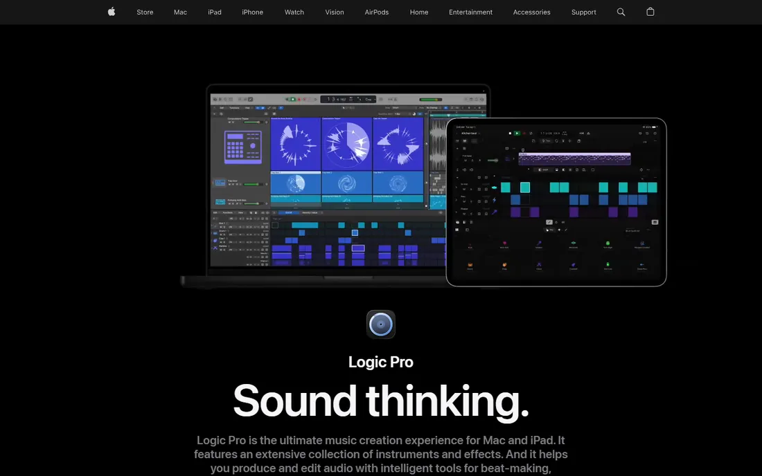 Logic Pro homepage