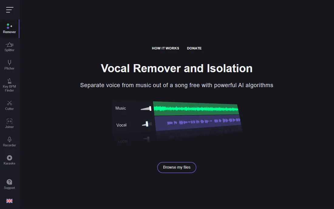 VocalRemover.org homepage