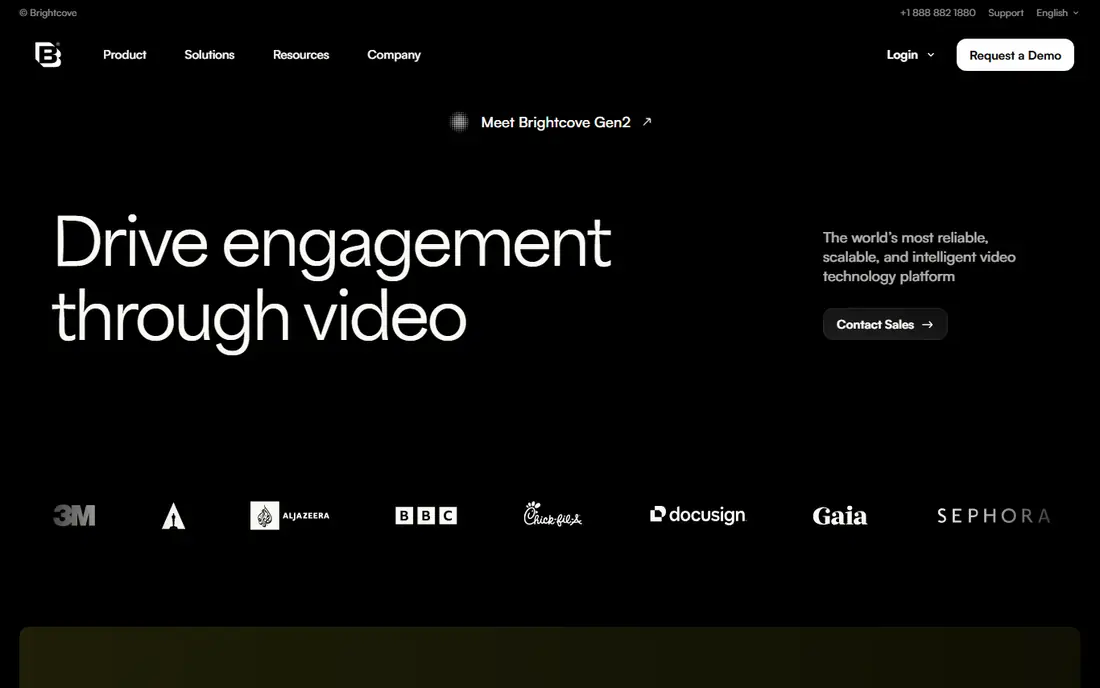Brightcove homepage