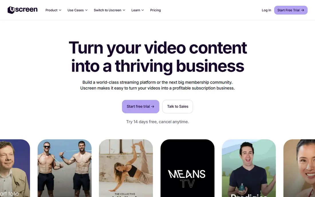 Uscreen homepage