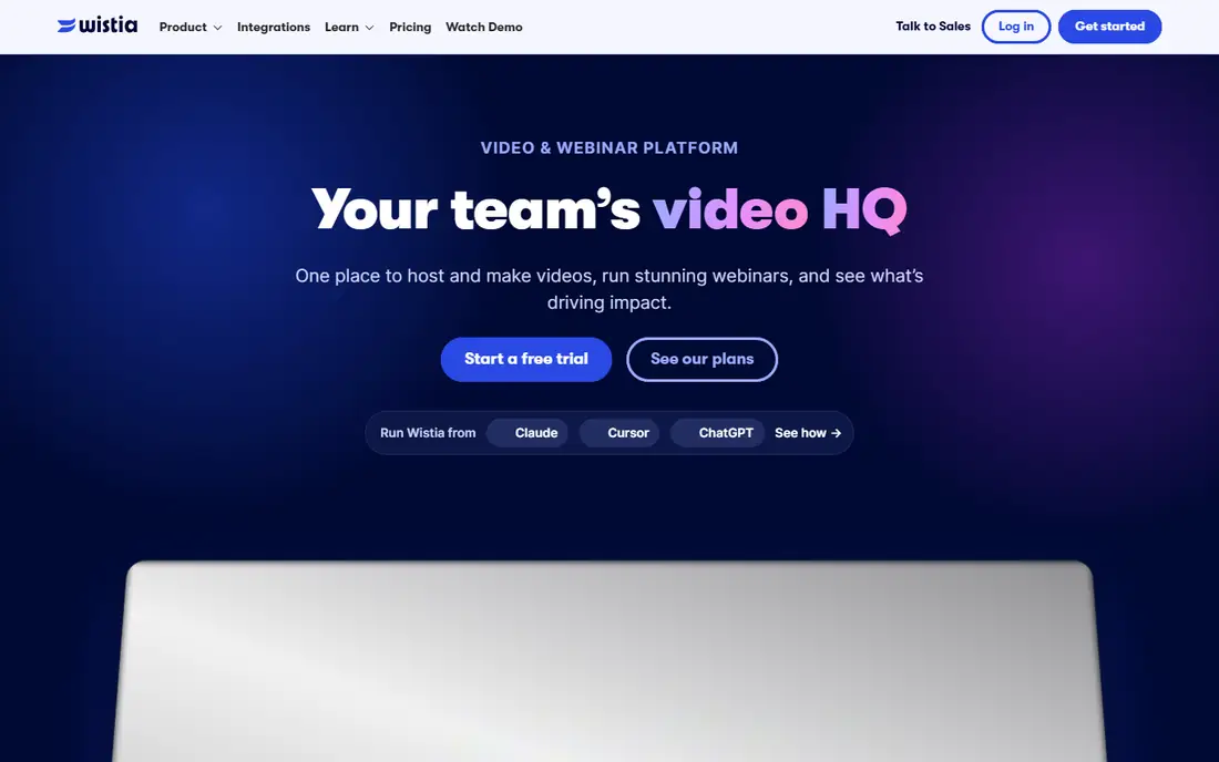 Wistia homepage