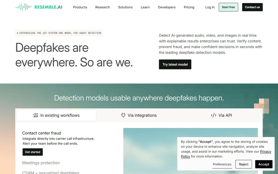 Resemble AI homepage