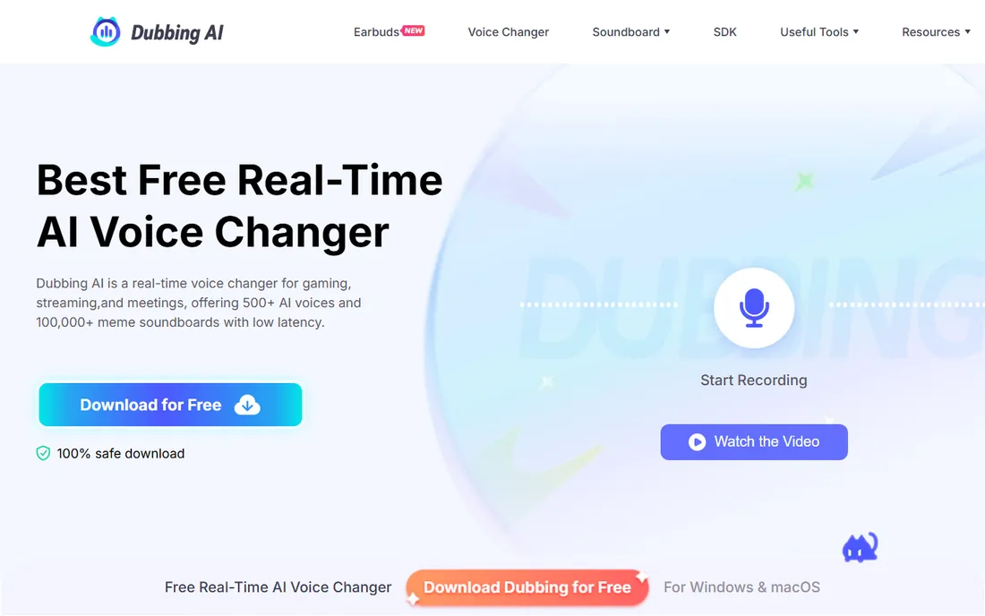 Dubbing AI homepage