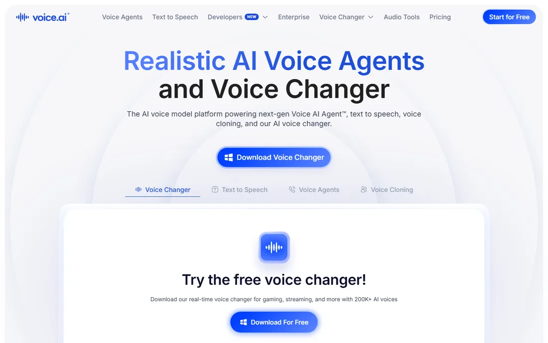 Voice.ai homepage