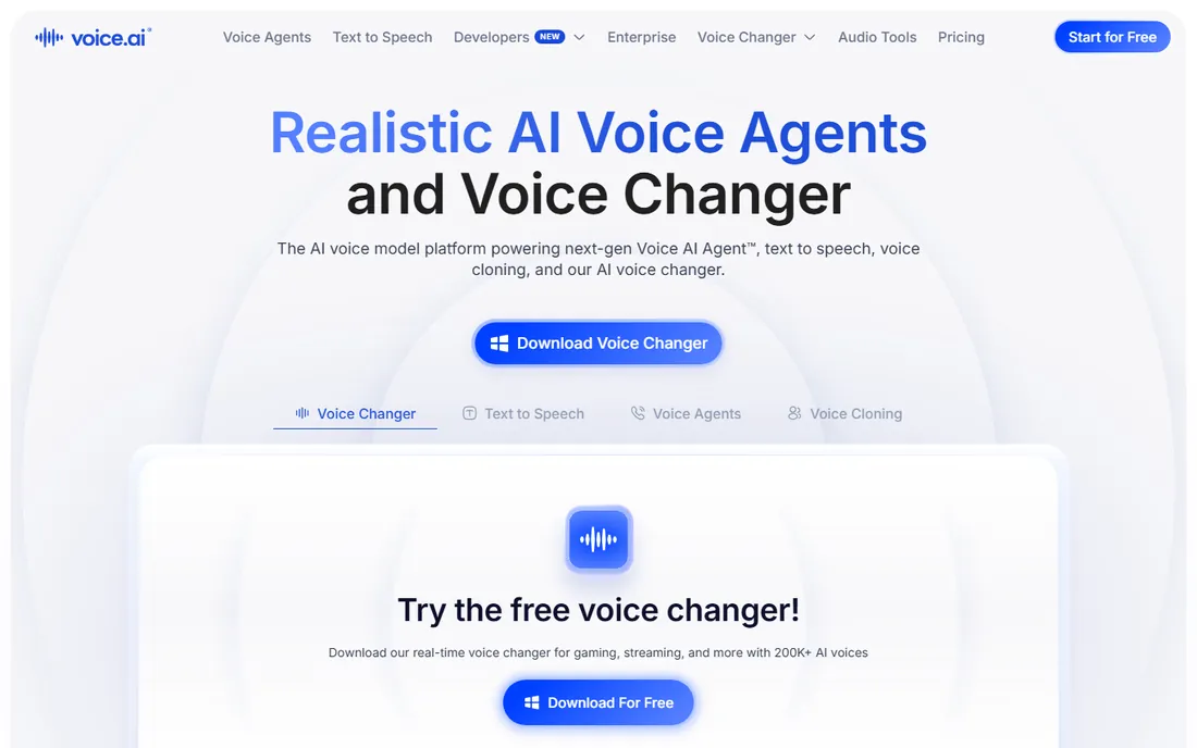 Voice.ai homepage