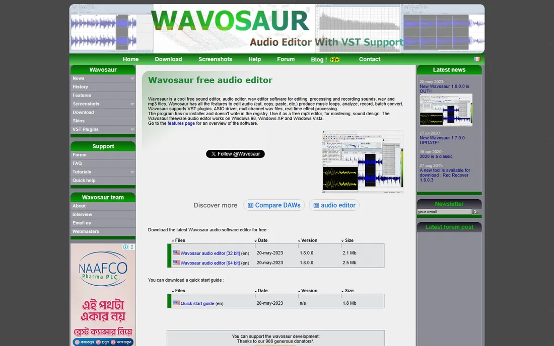 Wavosaur homepage
