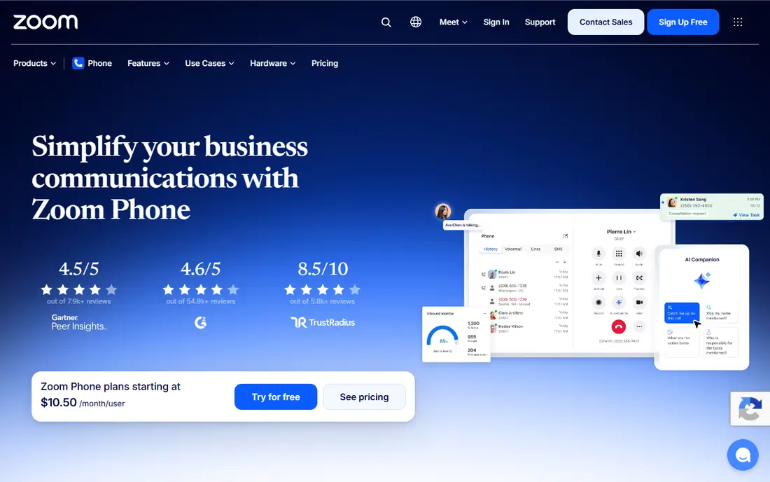 Zoom Phone homepage