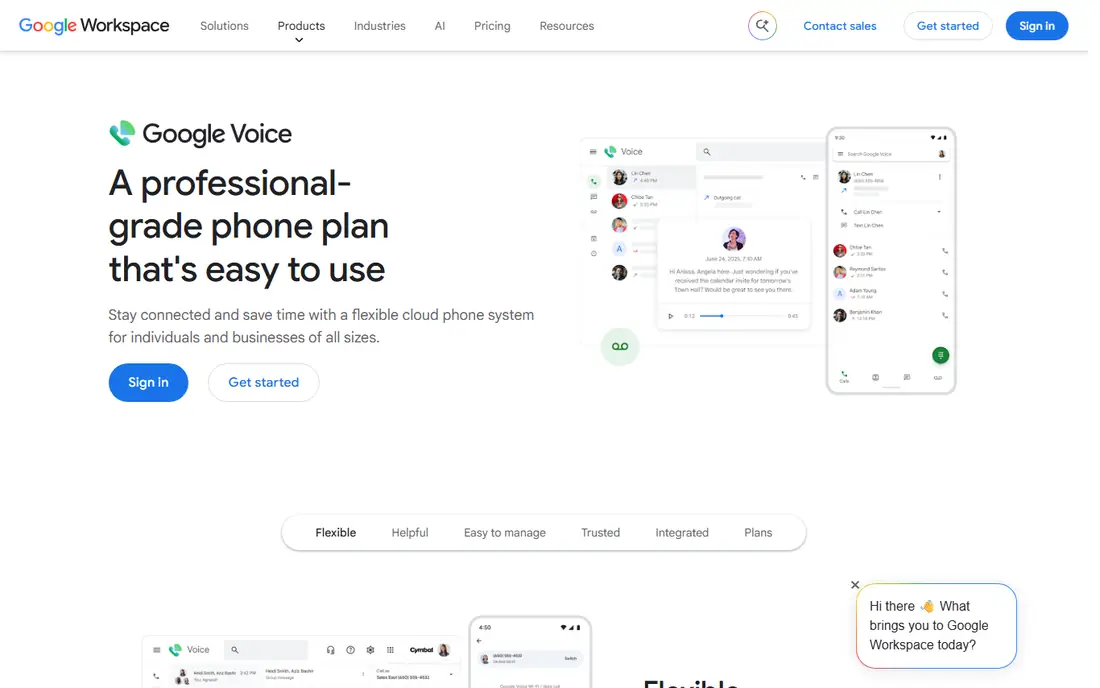 Google Voice homepage