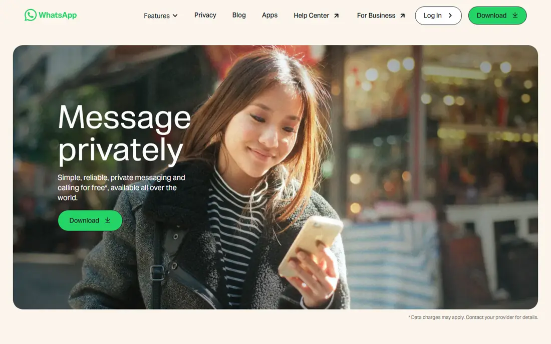 WhatsApp homepage
