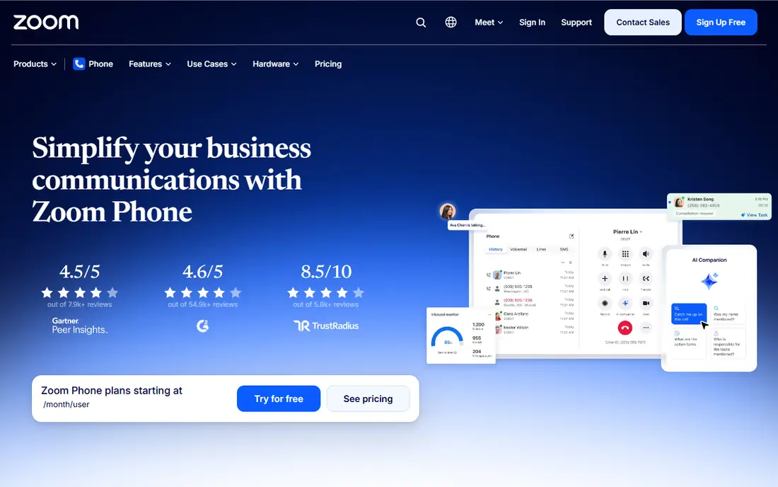 Zoom Phone homepage