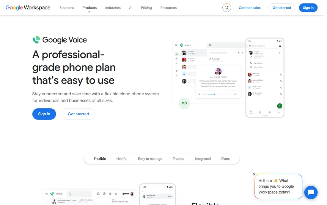 Google Voice homepage