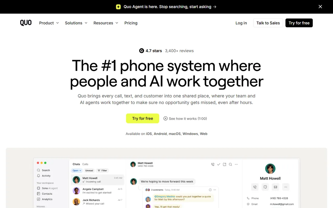 Quo (formerly OpenPhone) homepage